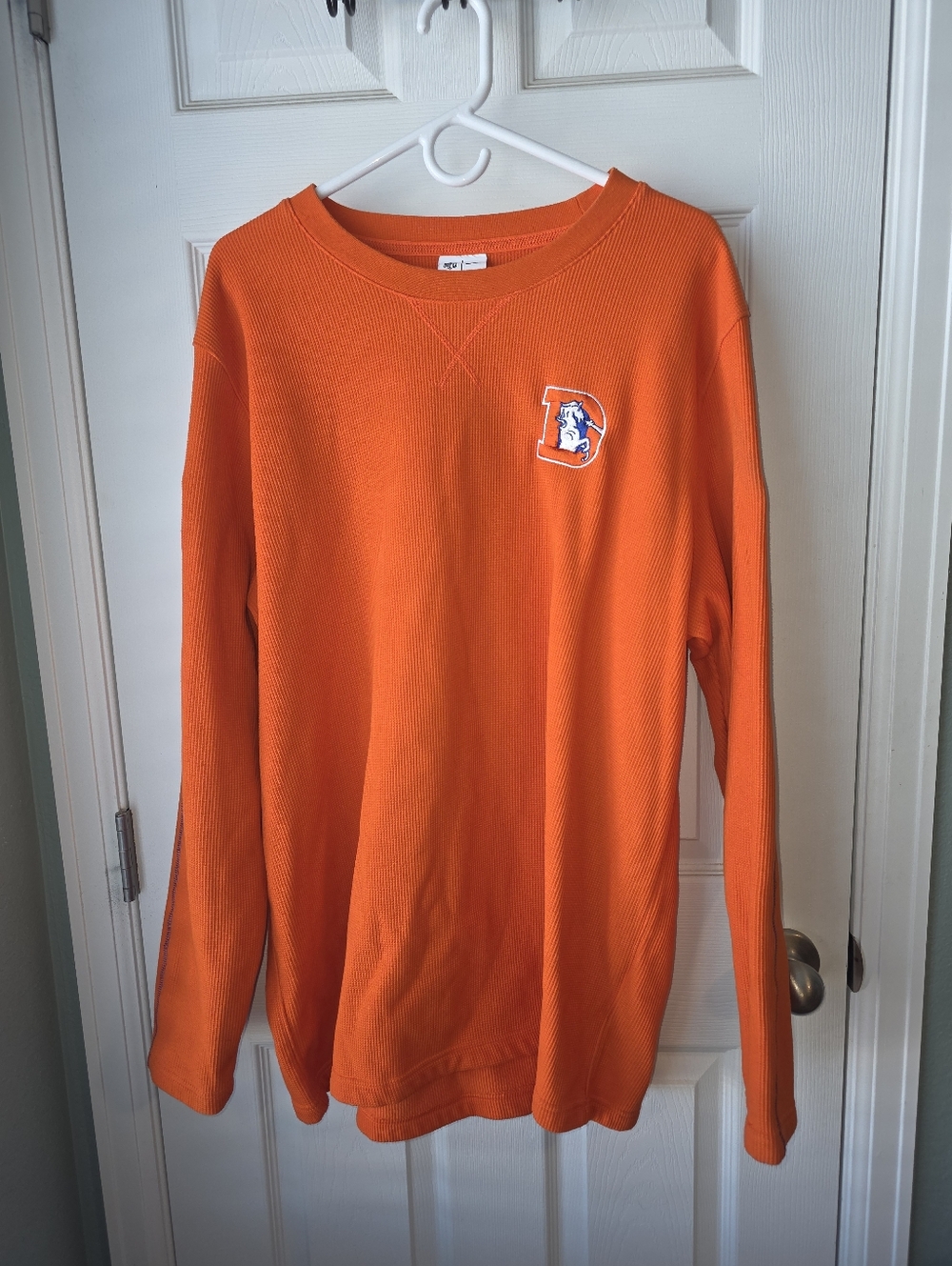 Denver Broncos Nike Embroidered Long Sleeve Thermal Waffle Shirt Size 2XL Heavey